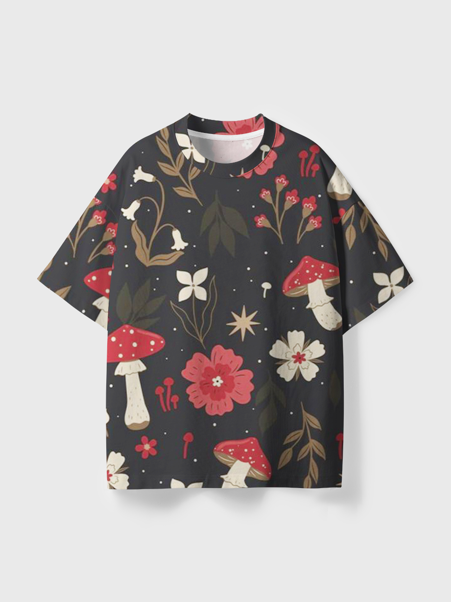 Vintage Enchanted Forest Fungi All Over Print T-Shirt
