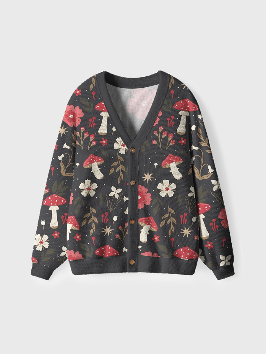 Vintage Enchanted Forest Fungi Cardigan Sweaters