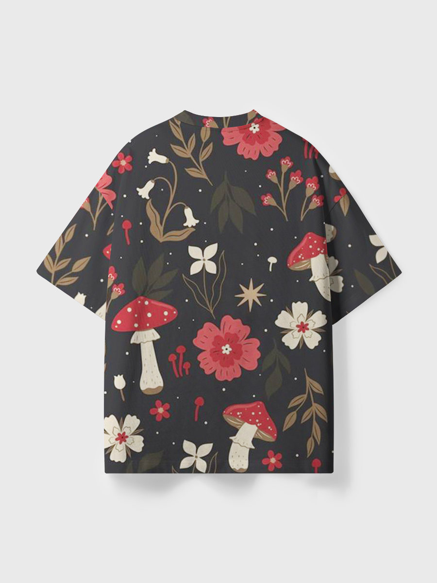 Vintage Enchanted Forest Fungi All Over Print T-Shirt