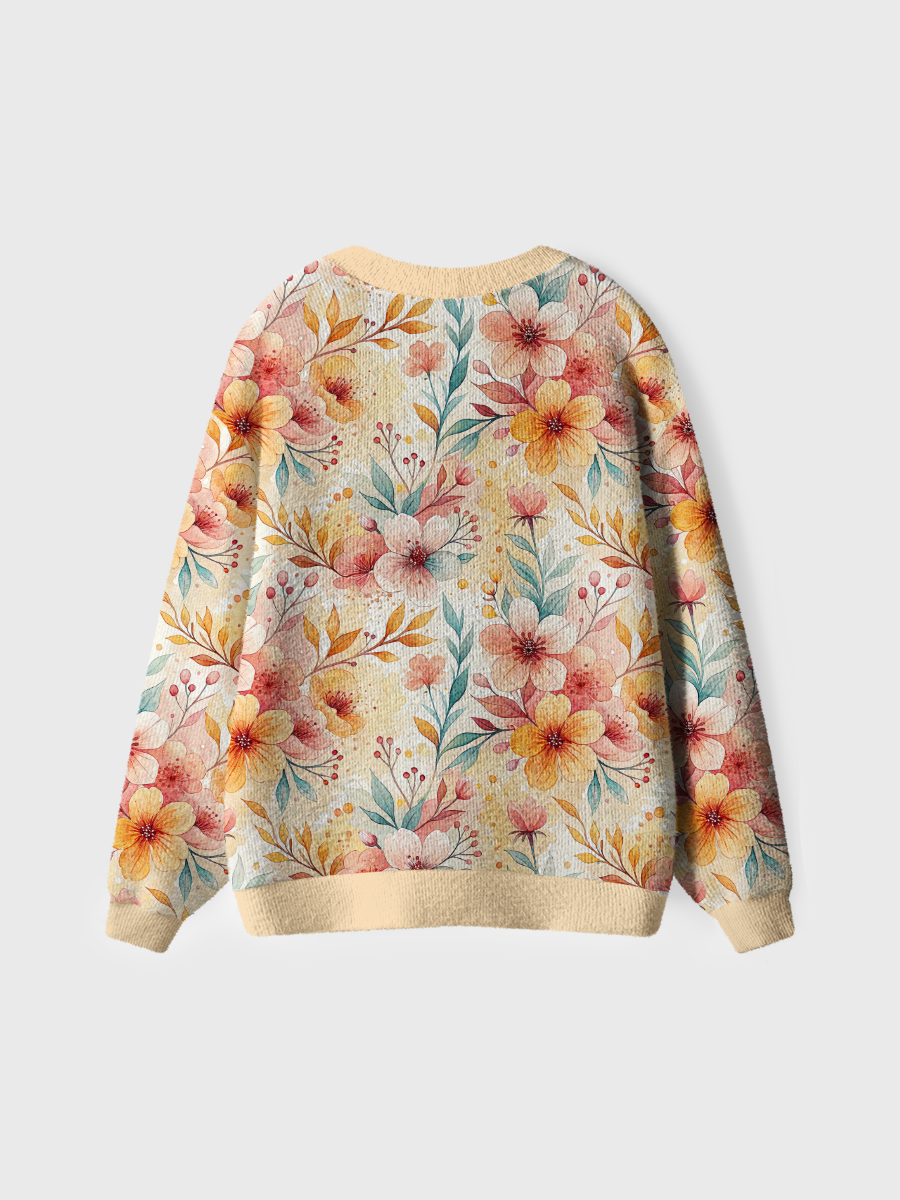 Vintage Soft Warm Floral Pop Cardigan Sweaters