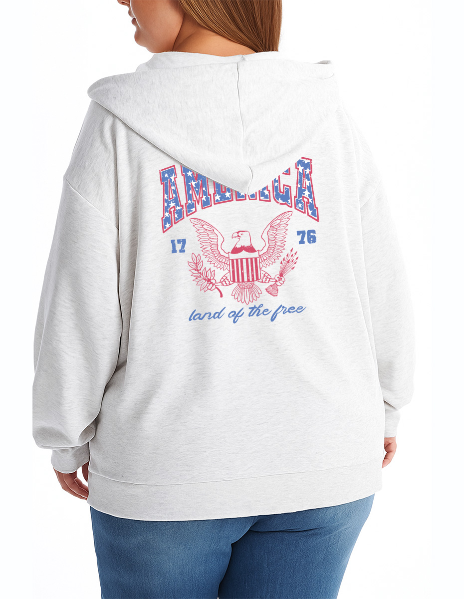 Vintage Red White And Blue America Zip Hoodie