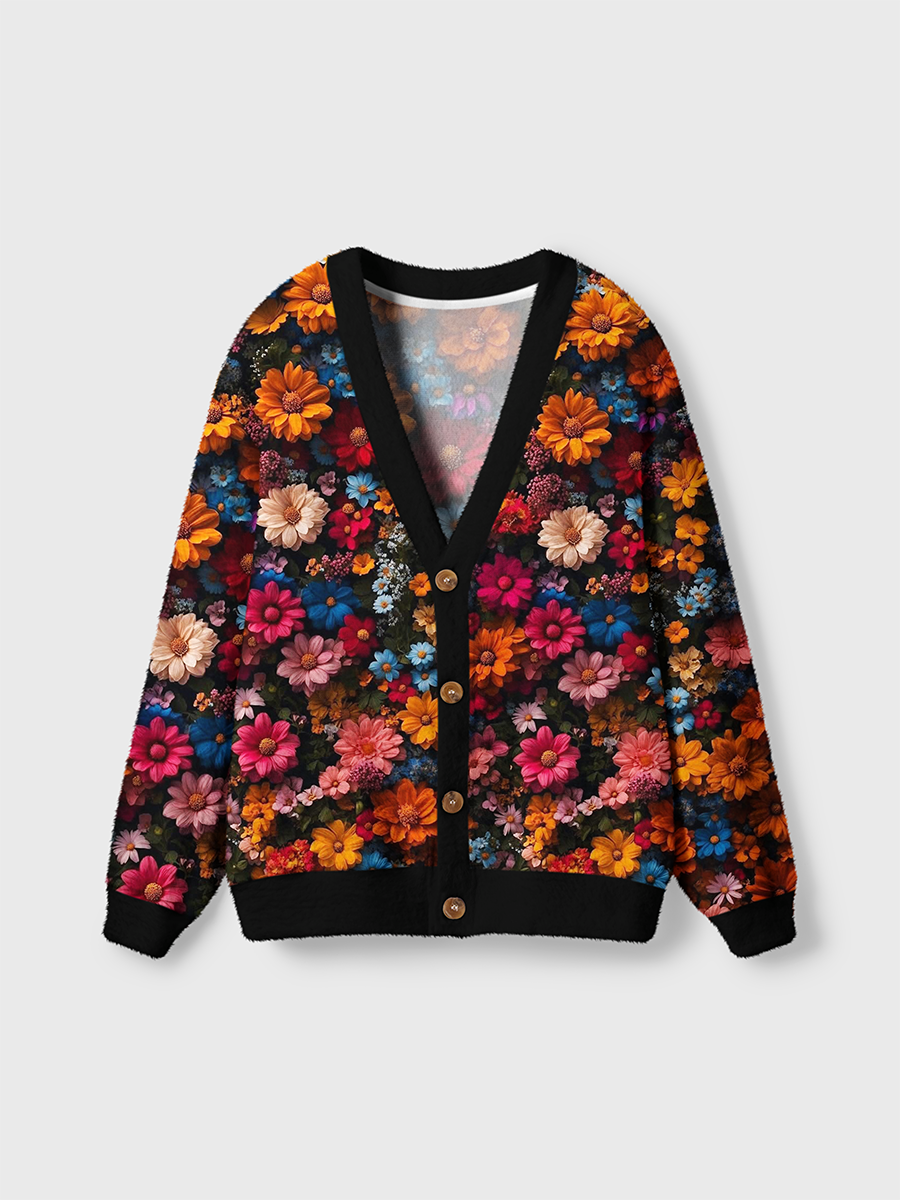 Vintage Rich Retro Vibrant Floral Cardigan Sweaters