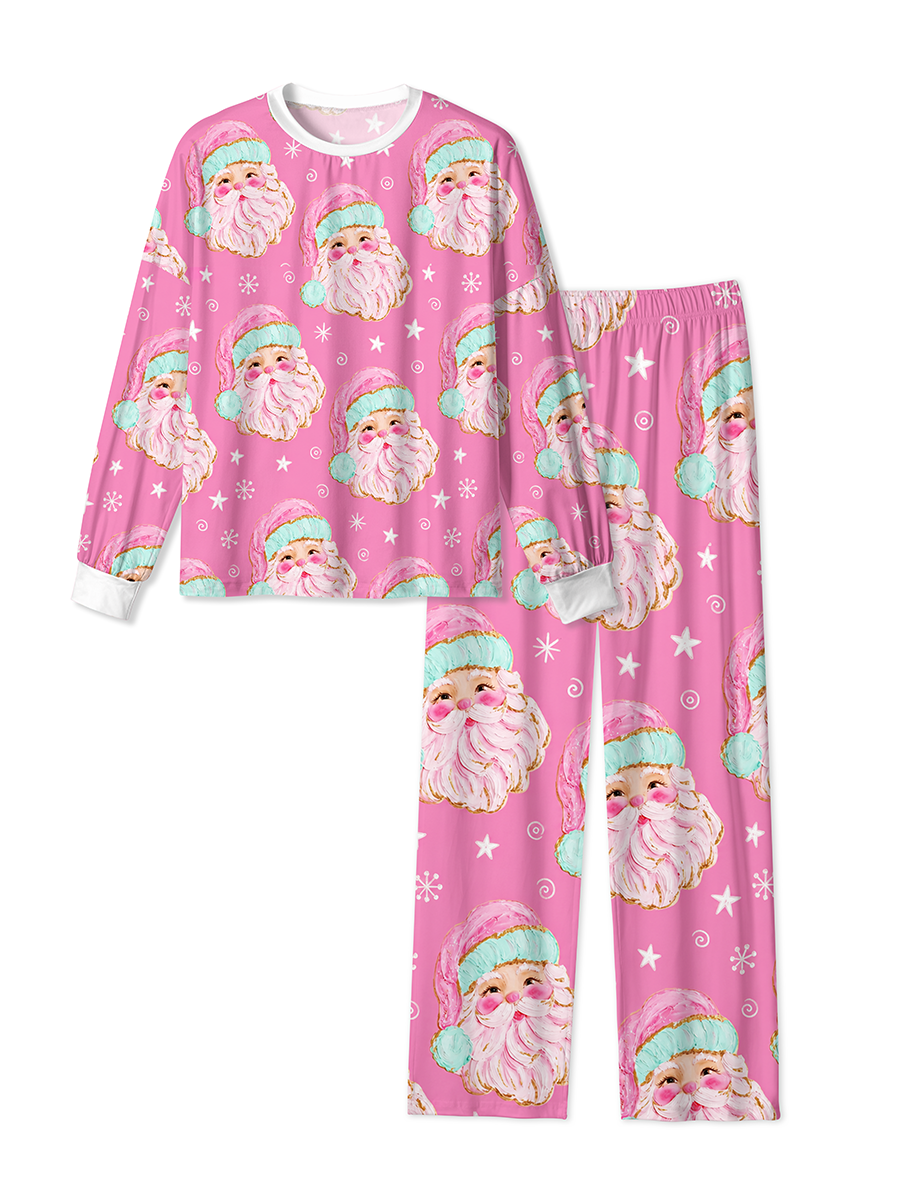 Vintage Santa Claus Faces and Snowflakes Pajamas