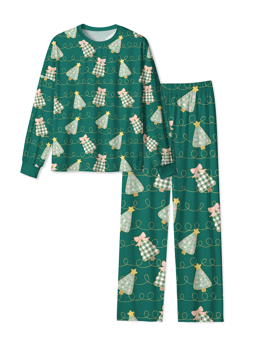 Vintage Plaid Christmas Trees and Bows Pajamas