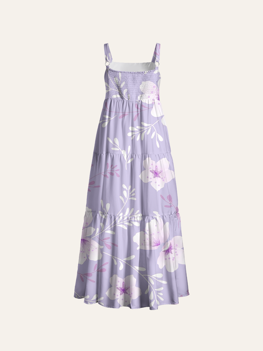 Teal Black Leopard Scroll Glitter Star Floral Collage Adjustable Wide Straps Maxi Dress