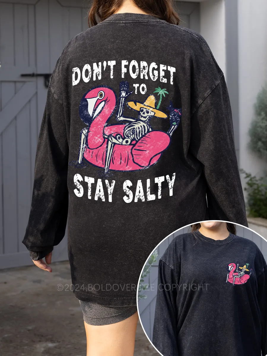 Vintage Stay Salty Washed Long Sleeve Shirt