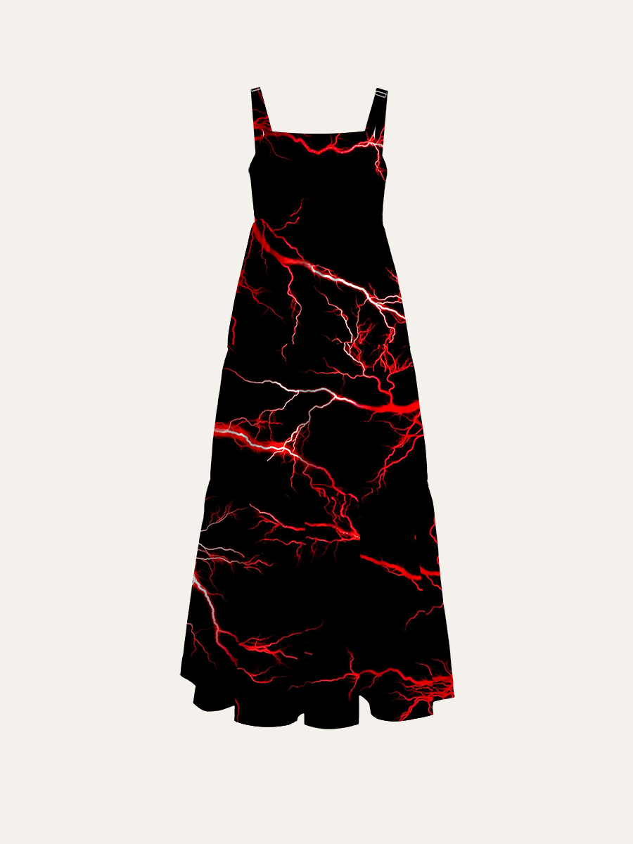 Neon Glow Adjustable Wide Straps Maxi Dress