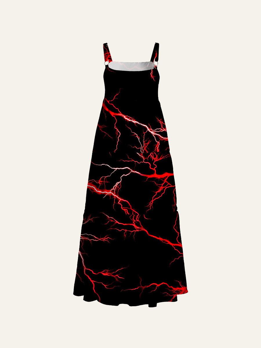 Neon Glow Adjustable Wide Straps Maxi Dress