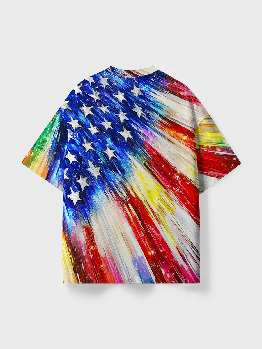 Vintage Psychedelic American Flag All Over Print T-Shirt