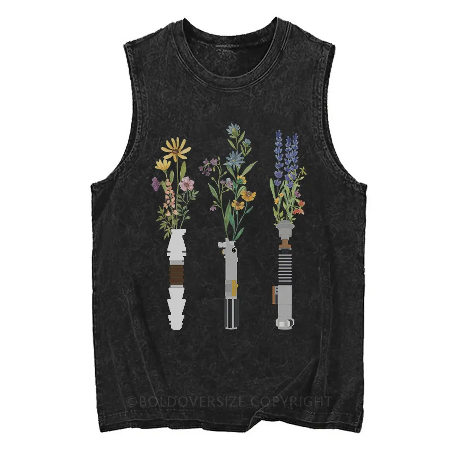 Vintage Floral Lightsaber Washed Tank