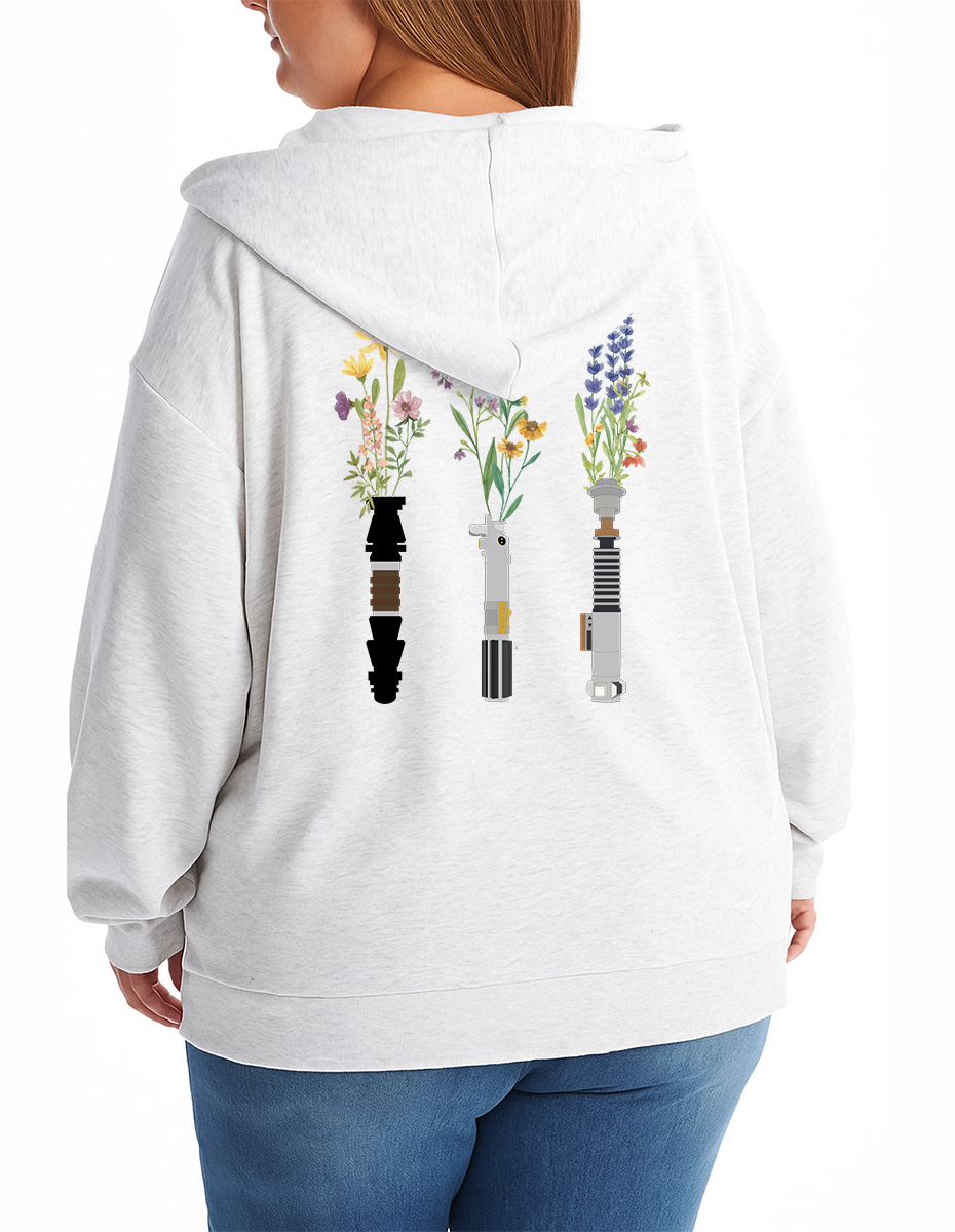 Vintage Floral Lightsaber Zip Hoodie
