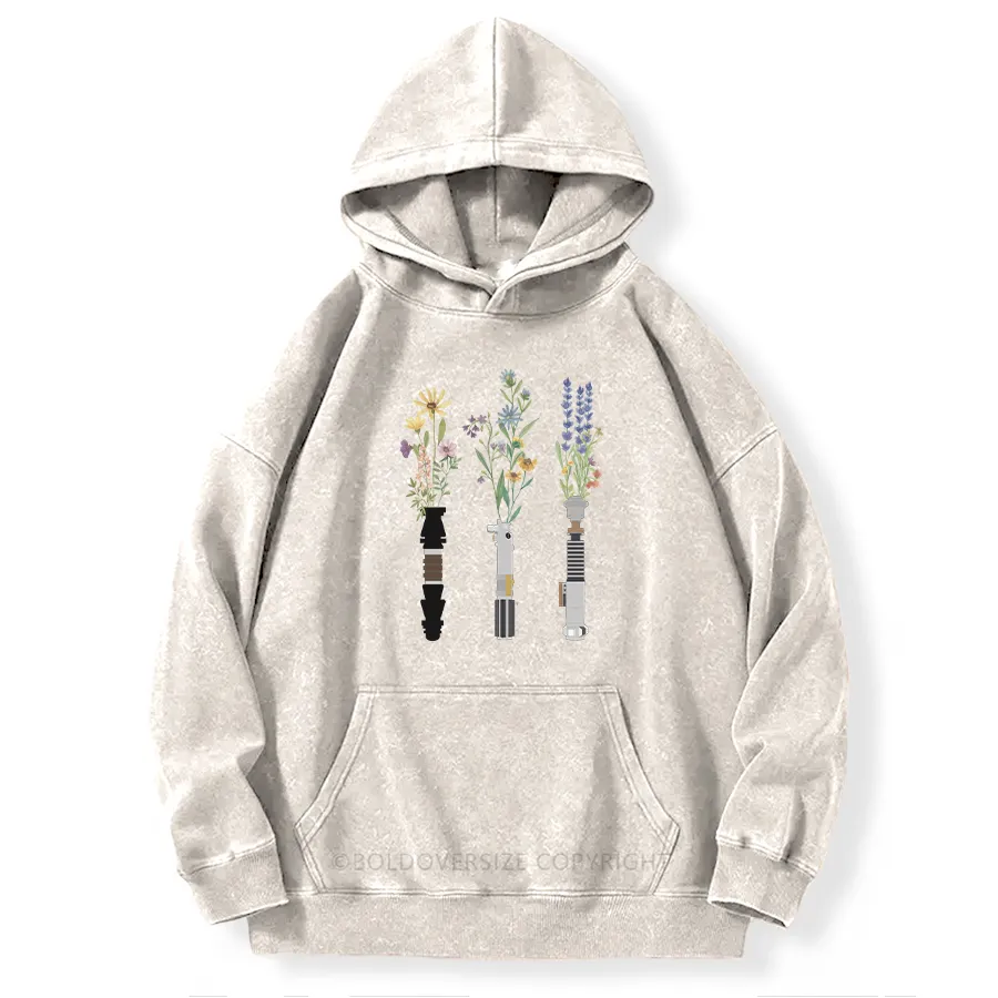 Vintage Floral Lightsaber Washed Hoodie