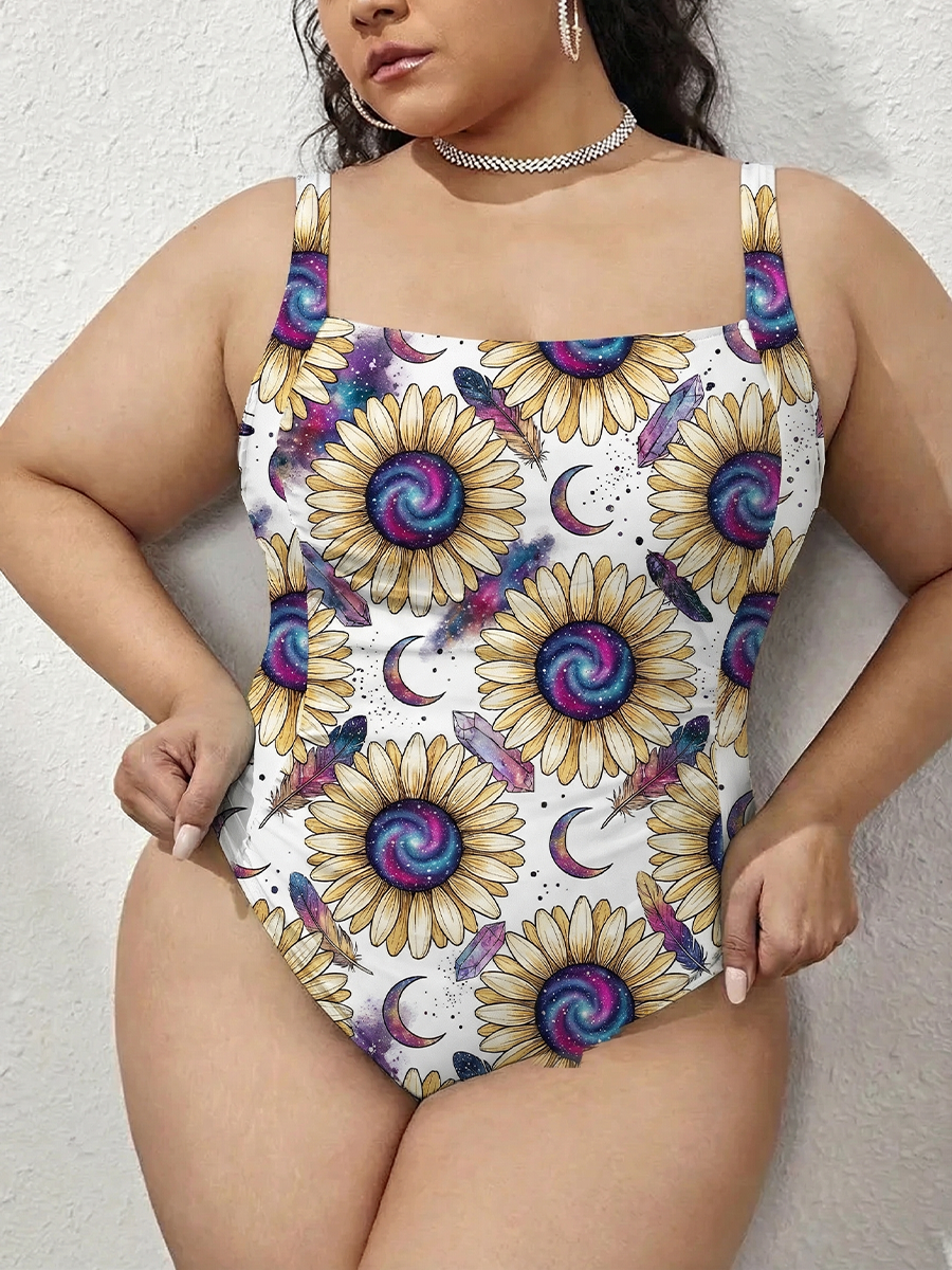 Vintage Daisies With Galaxy Centers Gathered Swimsuit