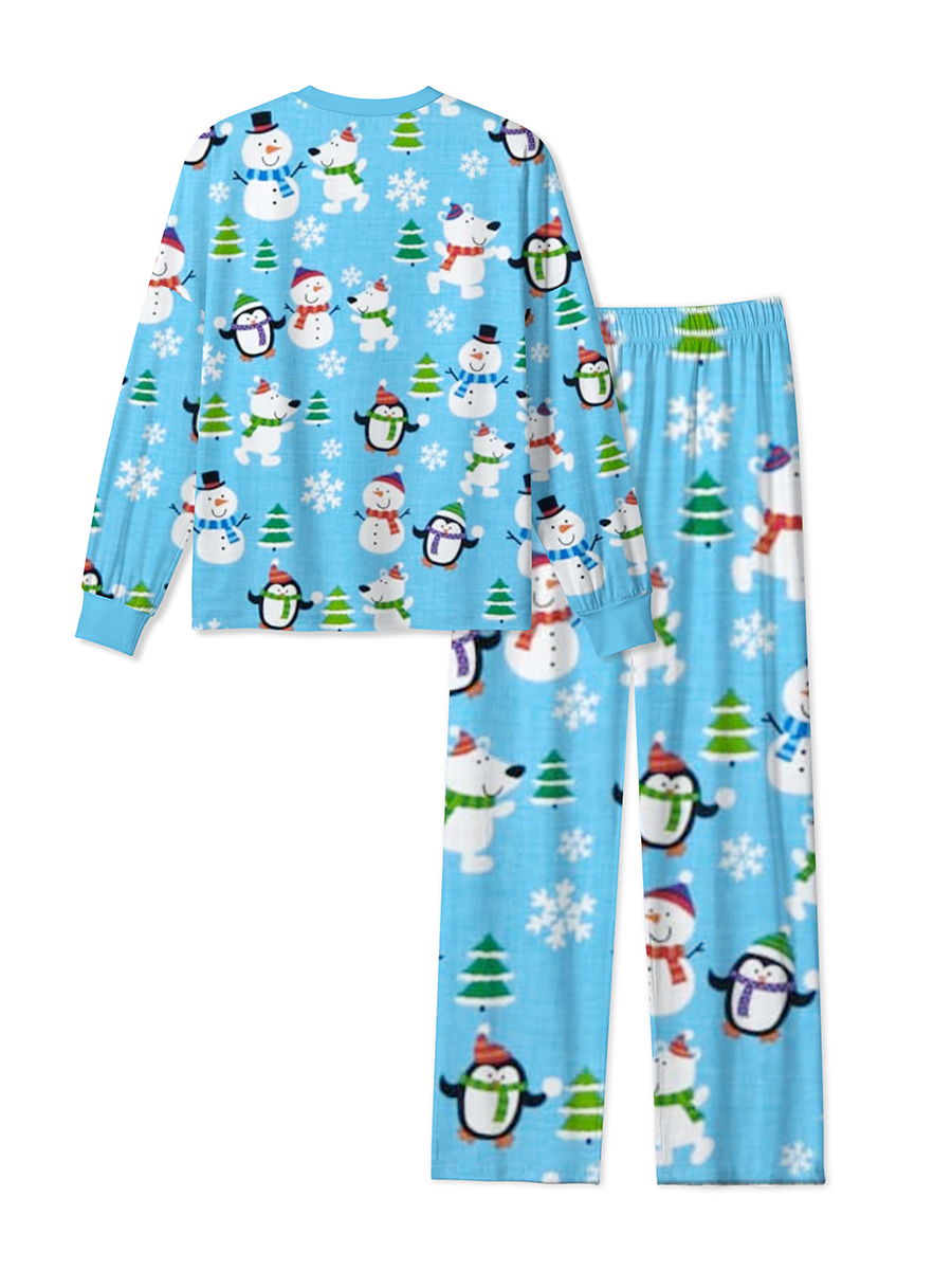 Vintage Winter Skiing Penguins Snowmen And Polar Bears Pajamas