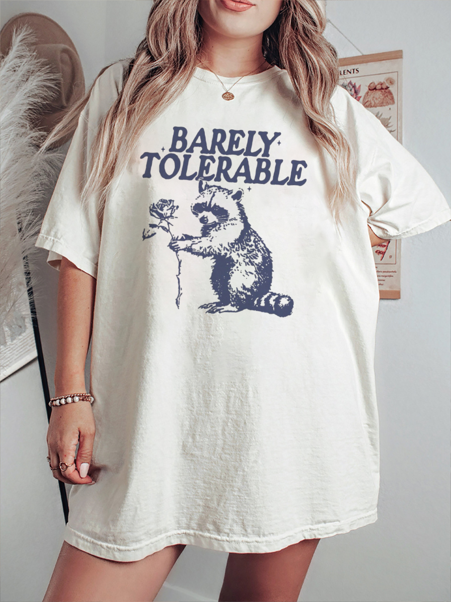 Vintage Raccoon Barely Tolerable Book T-Shirt