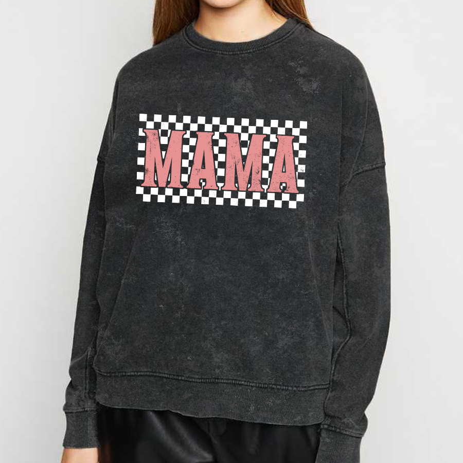 Vintag Boho Mama Checkerboarde Washed Sweatshirts