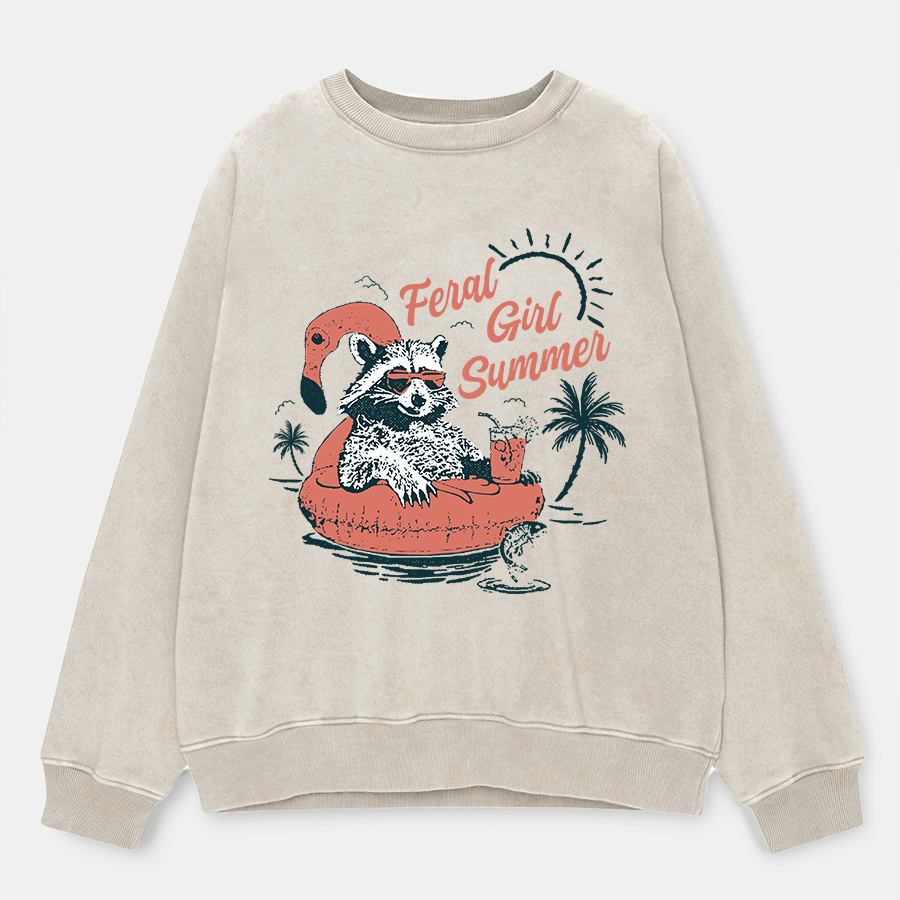 Vintage Feral Girl Summer Washed Sweatshirt