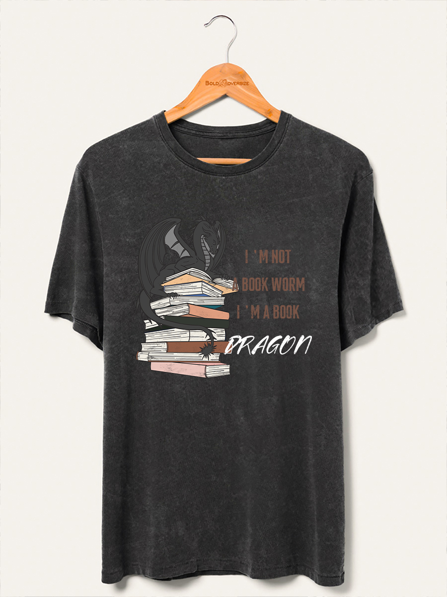 Vintage I‘m A Book Dragon Novel Washed T-Shirt
