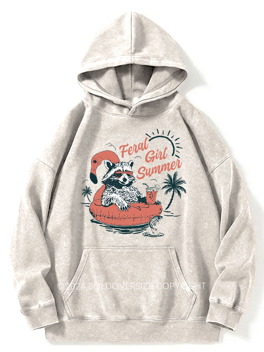 Vintage Feral Girl Summer Washed Hoodie