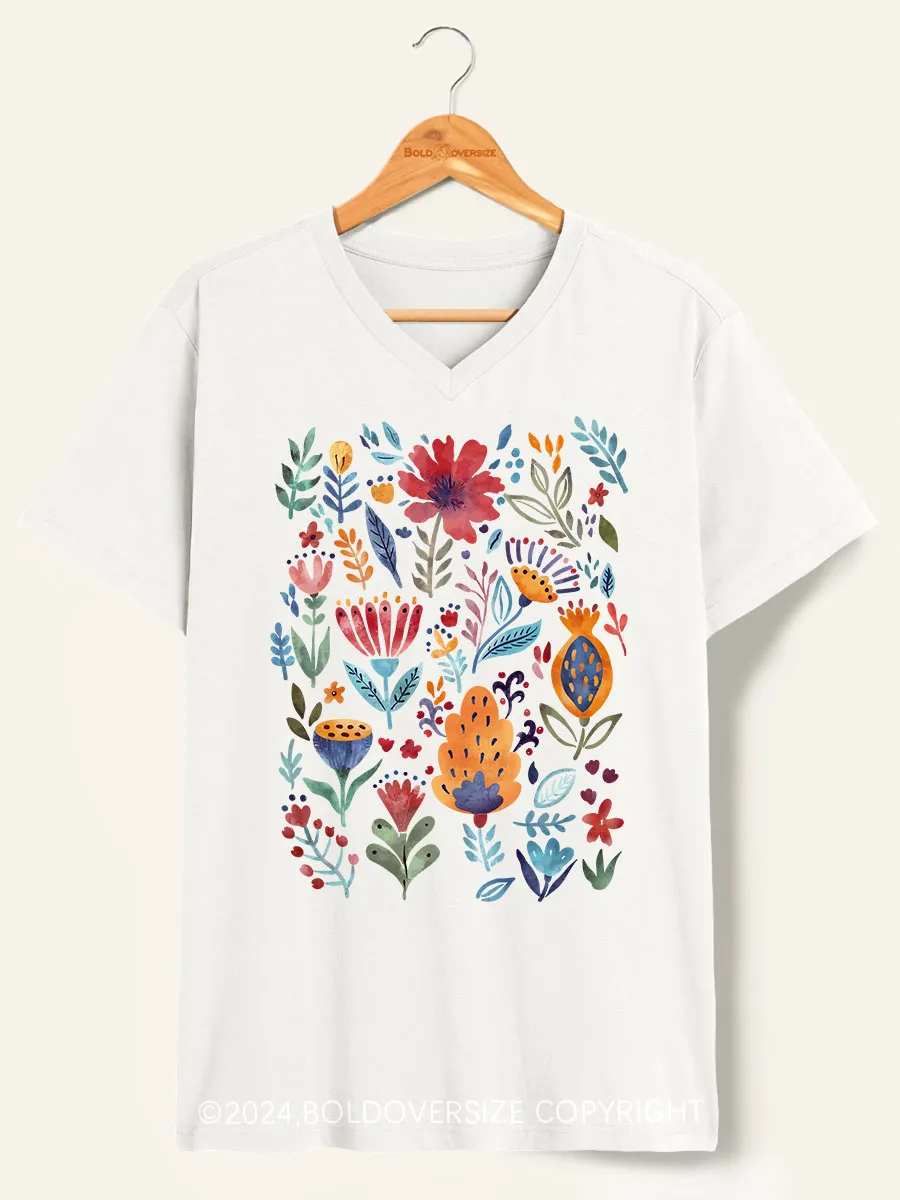 Vintage Wildflower V-Neck Tee