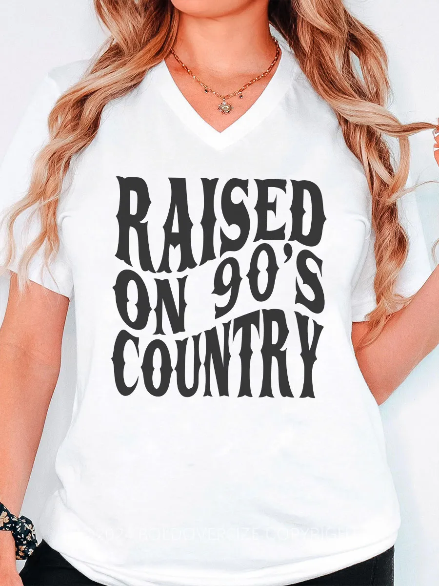 Vintage Raised On 90‘S Country V-Neck Tee