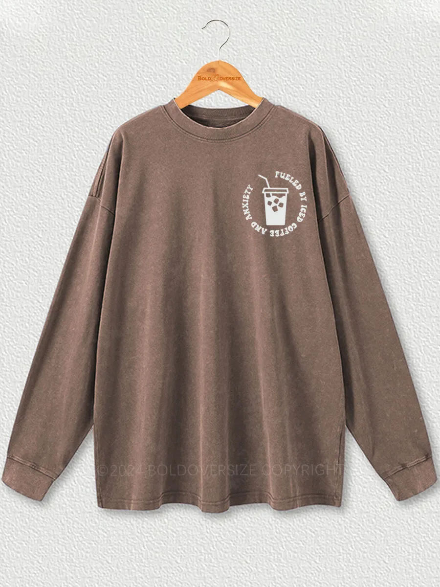 Vintage Coffee And Anxiety Washed Long Sleeve Shirt