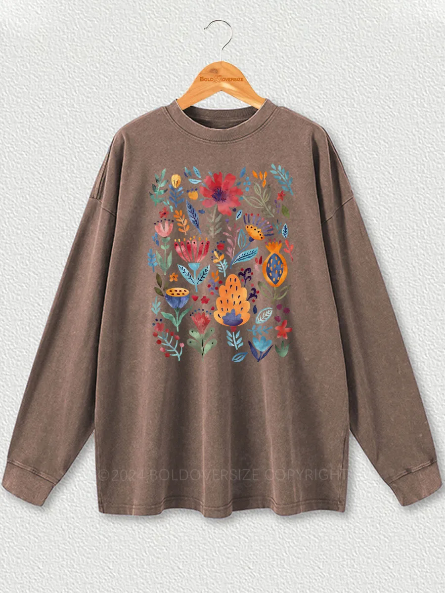 Vintage Wildflower Washed Long Sleeve Shirt