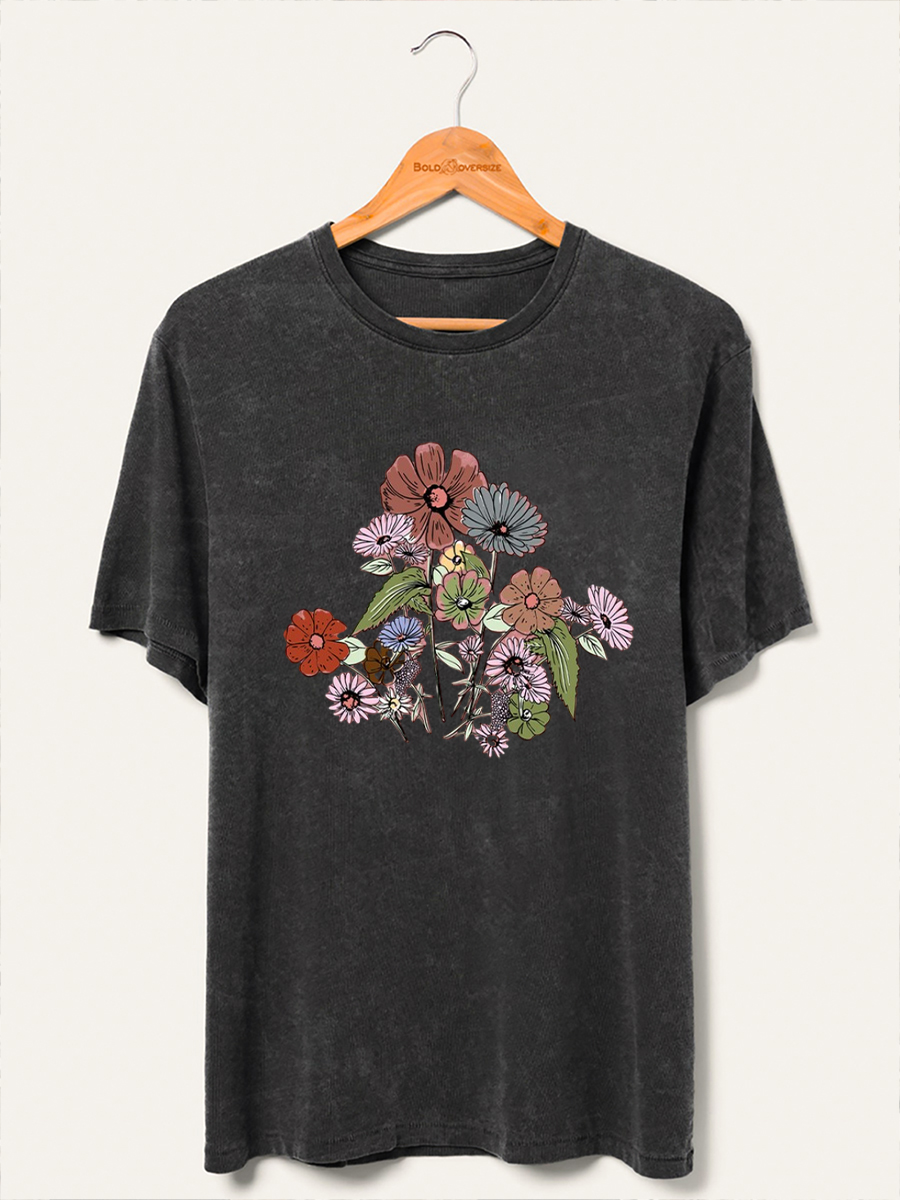 Vintage Boho Floral Washed T-Shirt