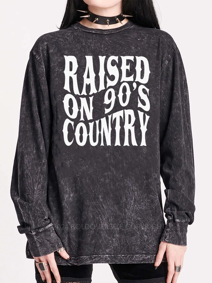 Vintage Raised On 90‘S Country Washed Long Sleeve Shirt