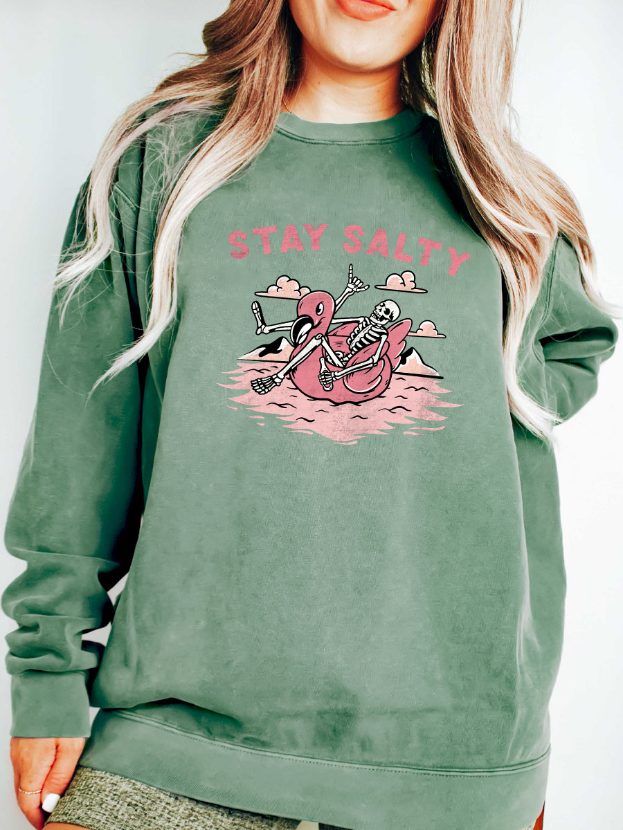 Stay Salty Skeleton Retro Halloween Sweatshirt