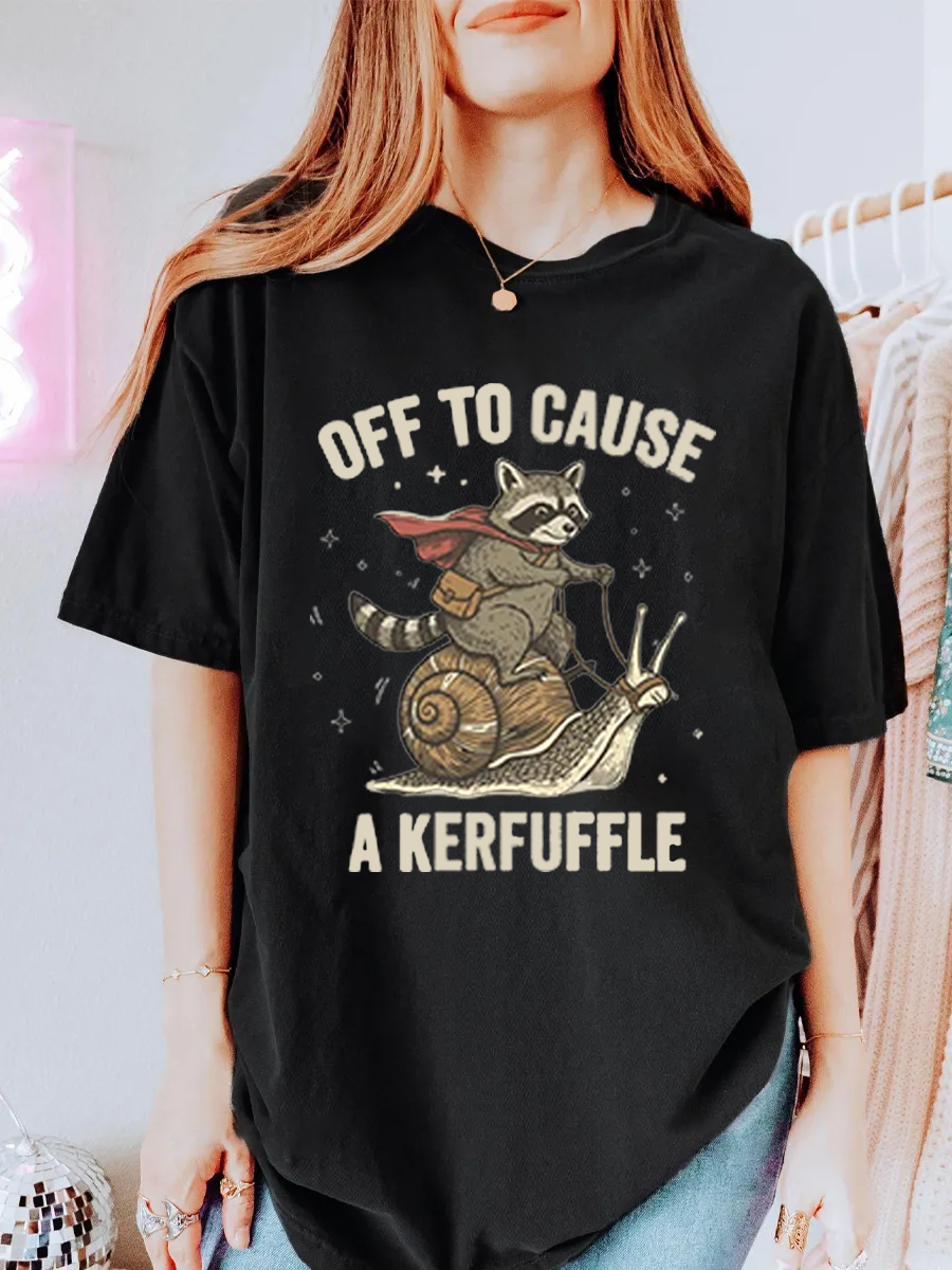 Vintage Off To Cause A Kerfuffle Oversize Graphic Tee