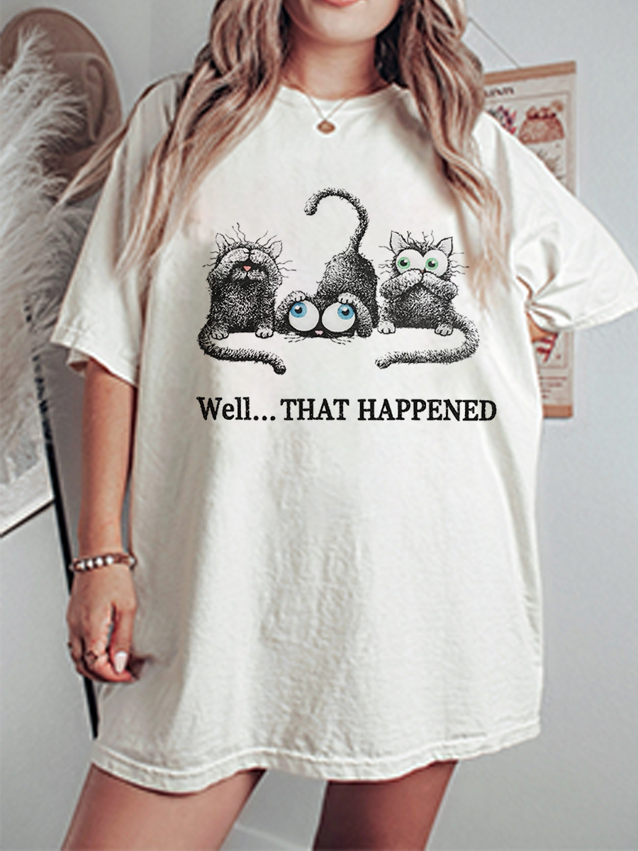 Vintage Well That Happened Oversize Graphic Tee