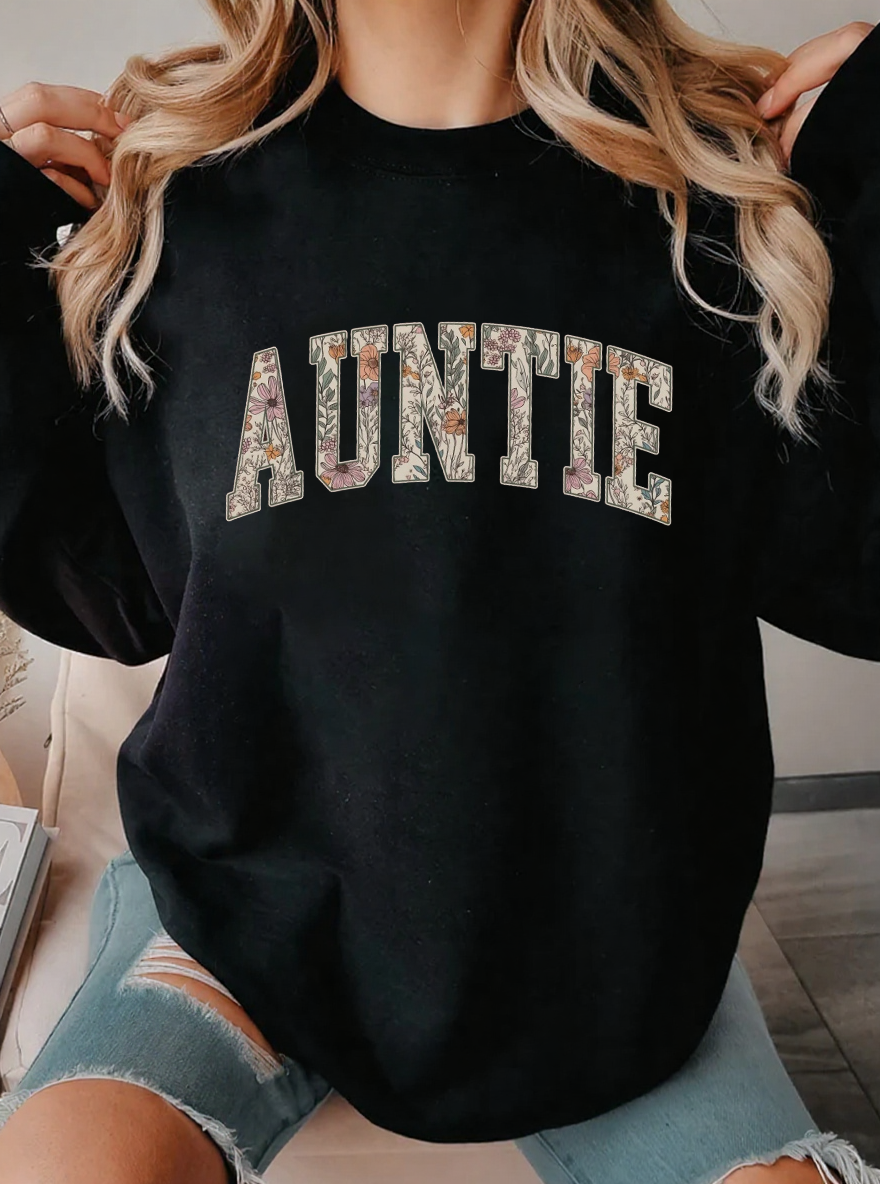 Vintage Floral Auntie For More Oversize Graphic Sweatshirt