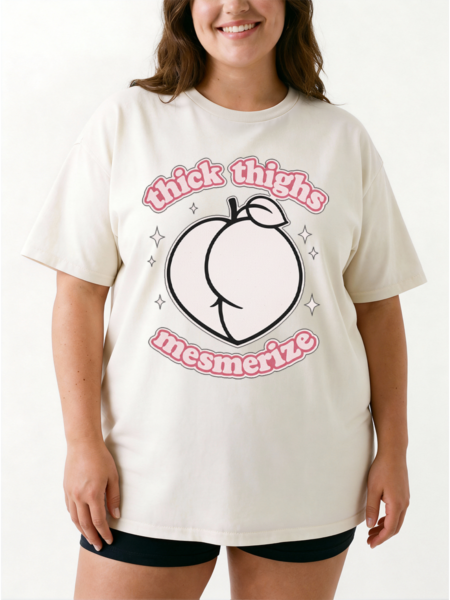 Vintage Thick Thighs Mesmerize Oversize Graphic Tee