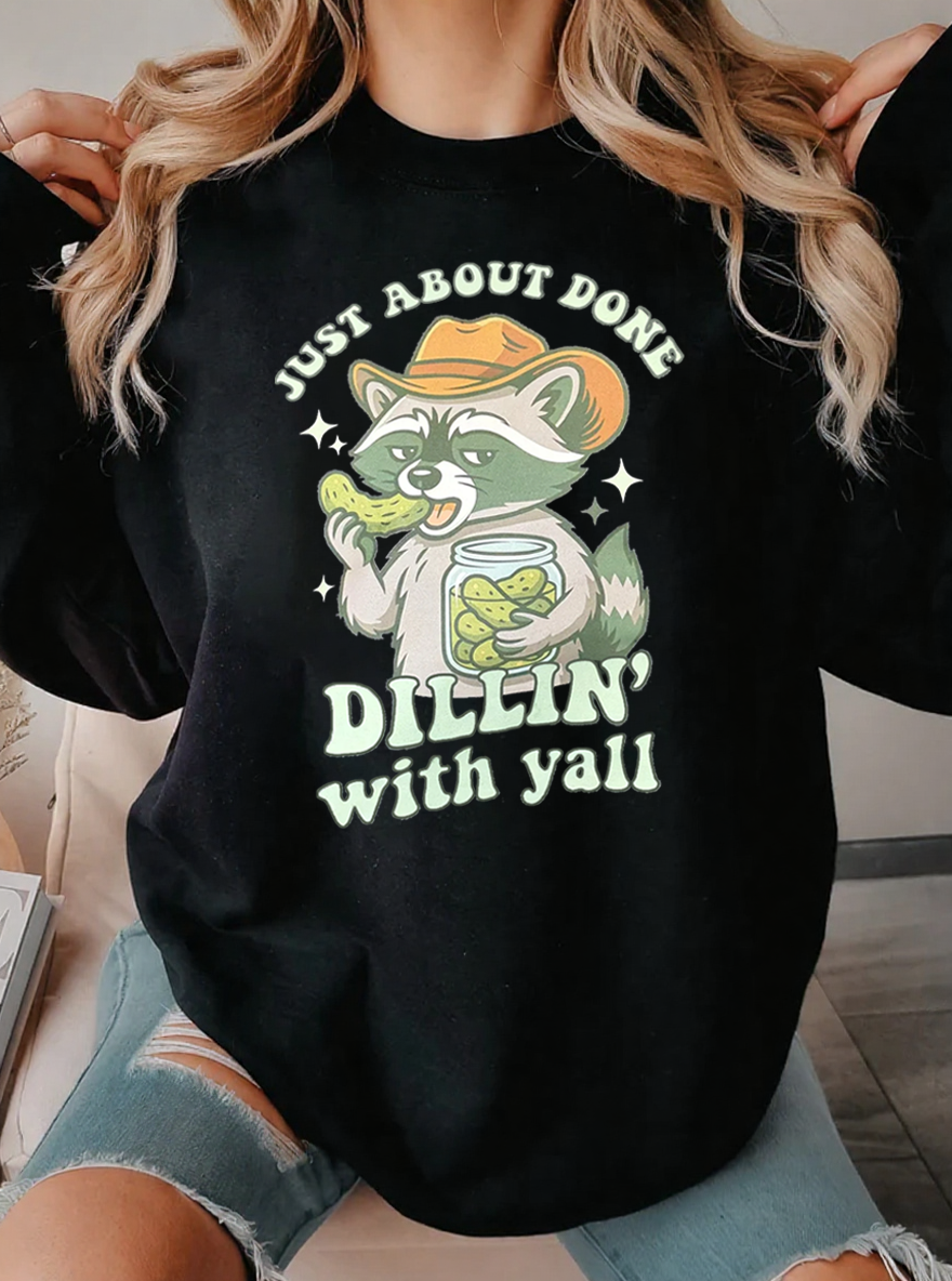 Vintage Done Dillin' With Yall Raccoon Graphic Sweatshirt