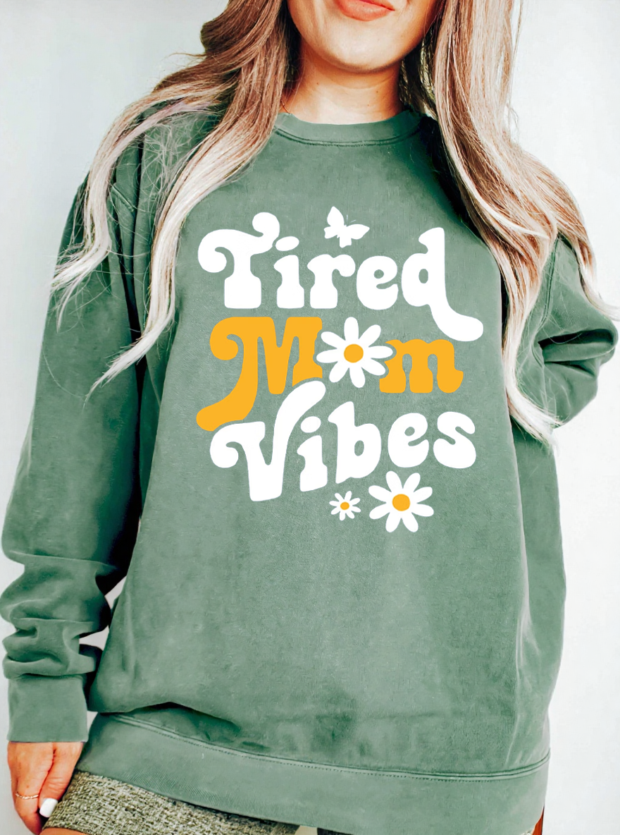 Vintage Tired Mom Graphic Sweatshirt