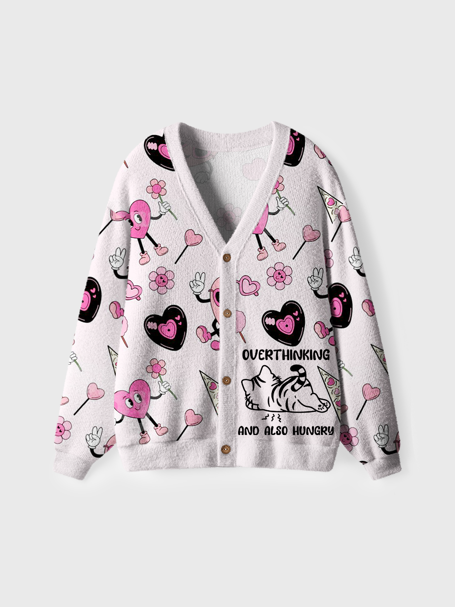 Vintage Overthinking Cat Cardigan Sweaters