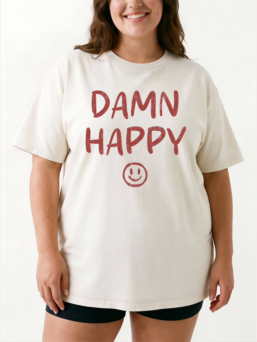 Vintage Damn Happy Oversize Graphic Tee