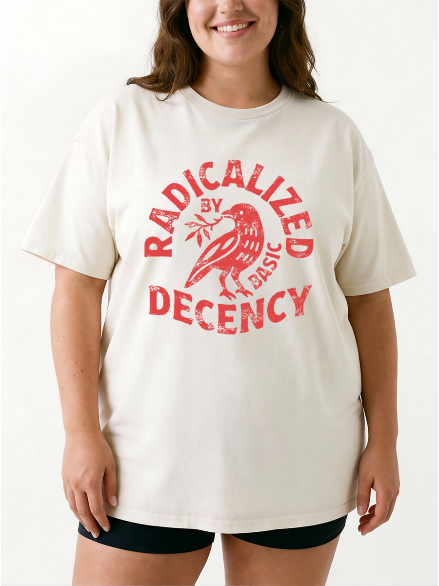 Vintage Basic Decency Bird Oversize Graphic Tee