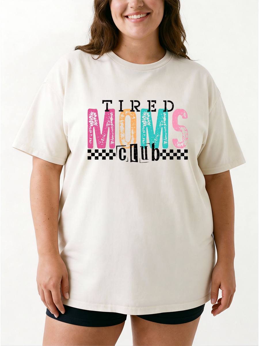 Vintage Tired Mama Club Oversize Graphic Tee