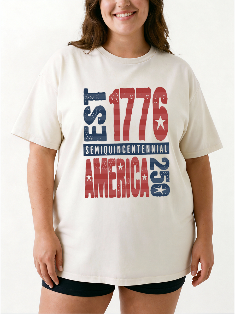 Vintage Est 1776 Semiquincentennial America 250 Oversize Graphic Tee