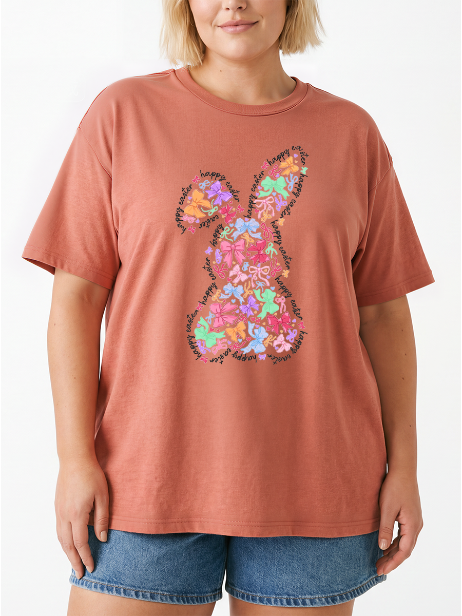Vintage Coquette Bunny Easter Oversize Graphic Tee