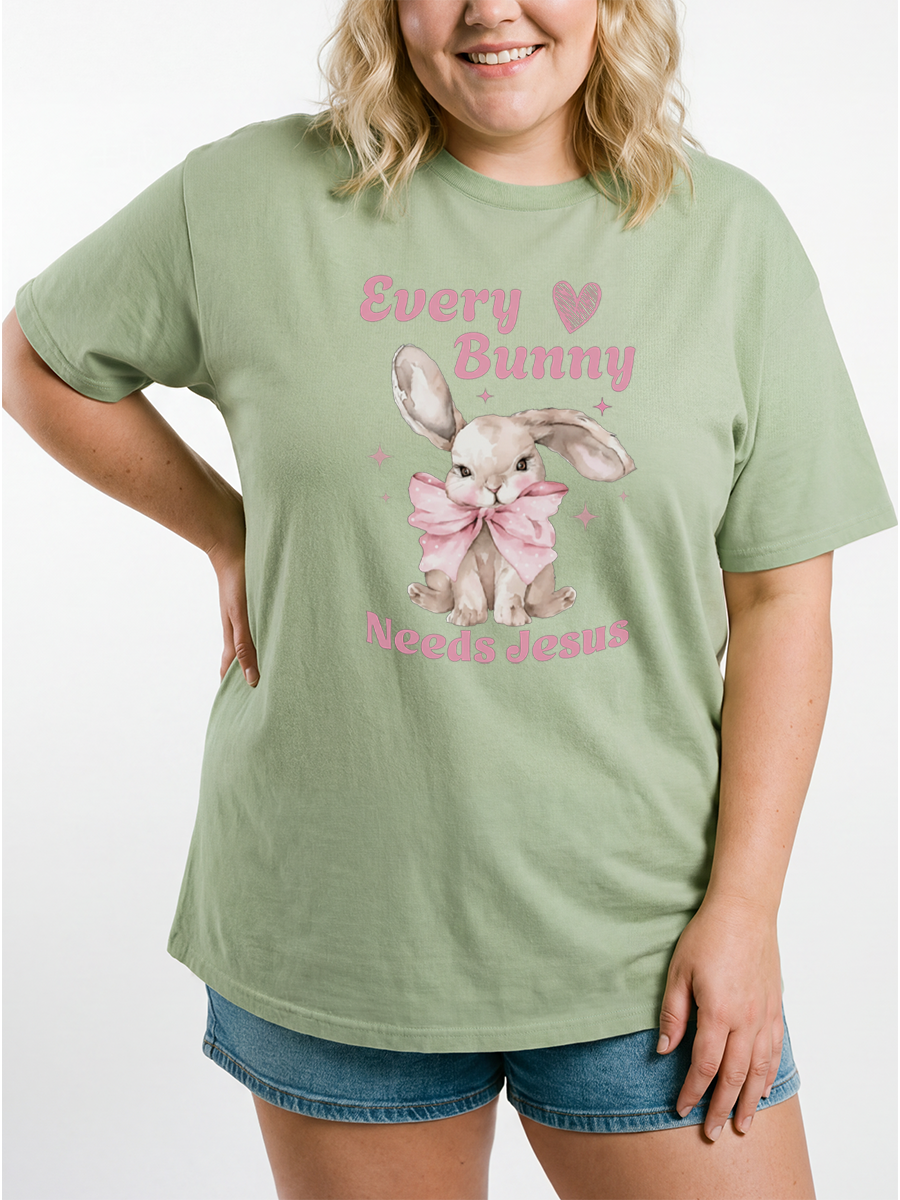 Vintage Every Bunny Needs Jesus Tee Oversize Graphic Tee