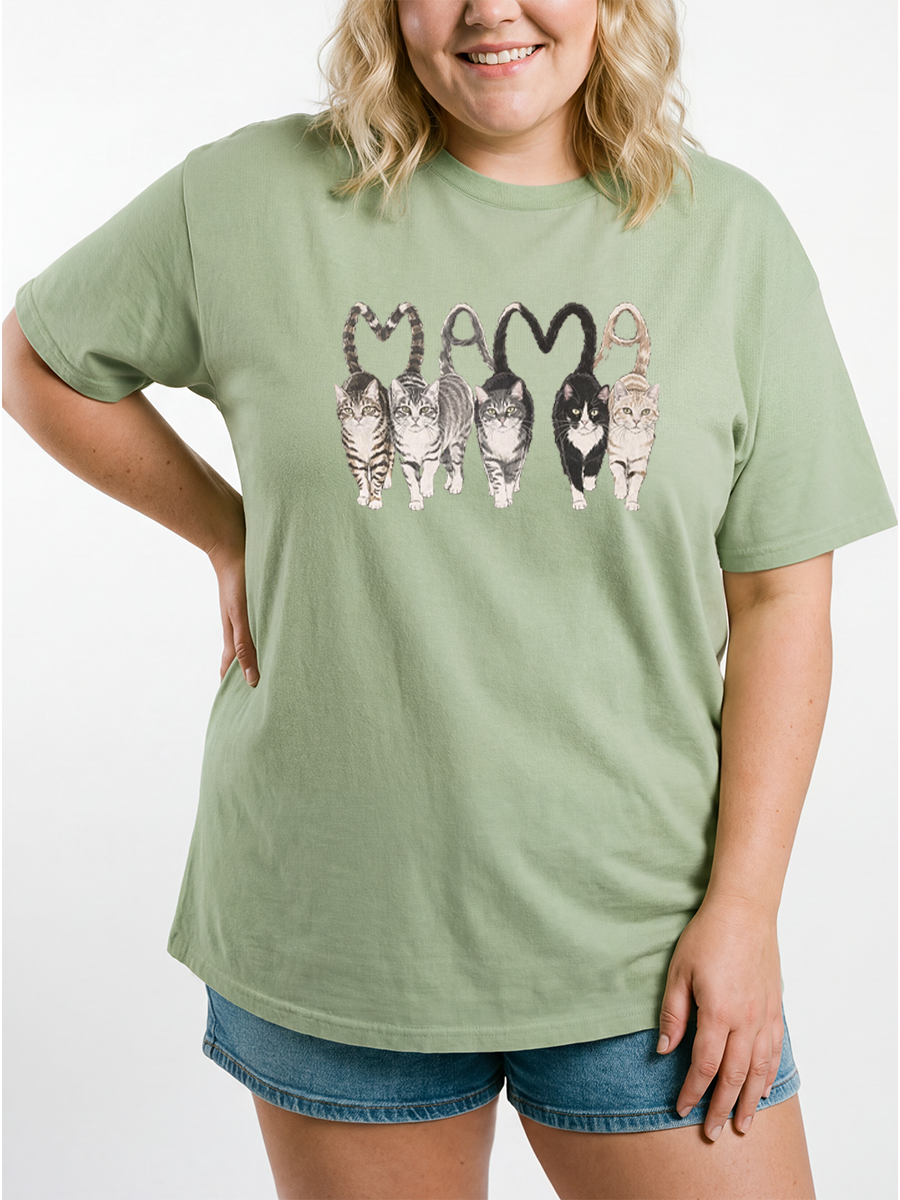 Vintage Mama Cat Oversize Graphic Tee