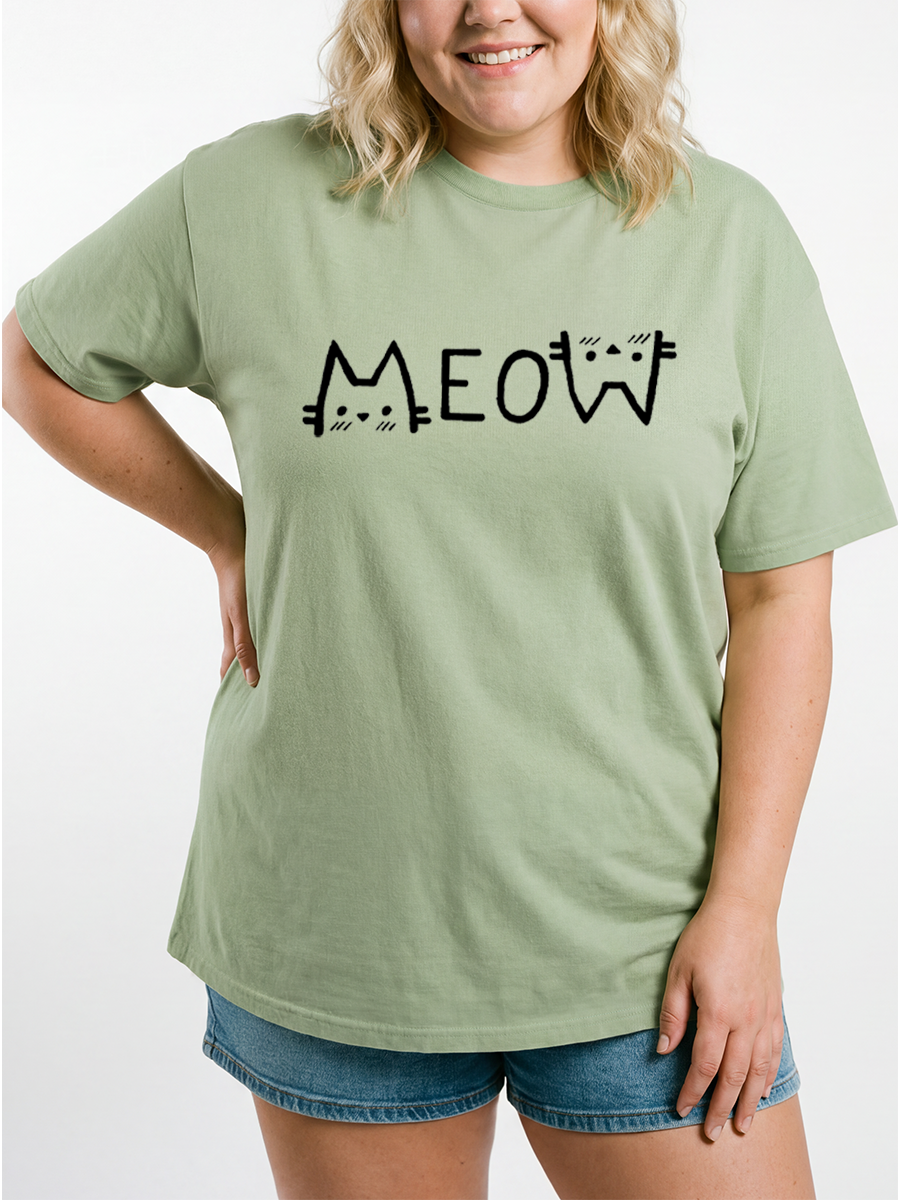 Vintage Meow Oversize Graphic Tee