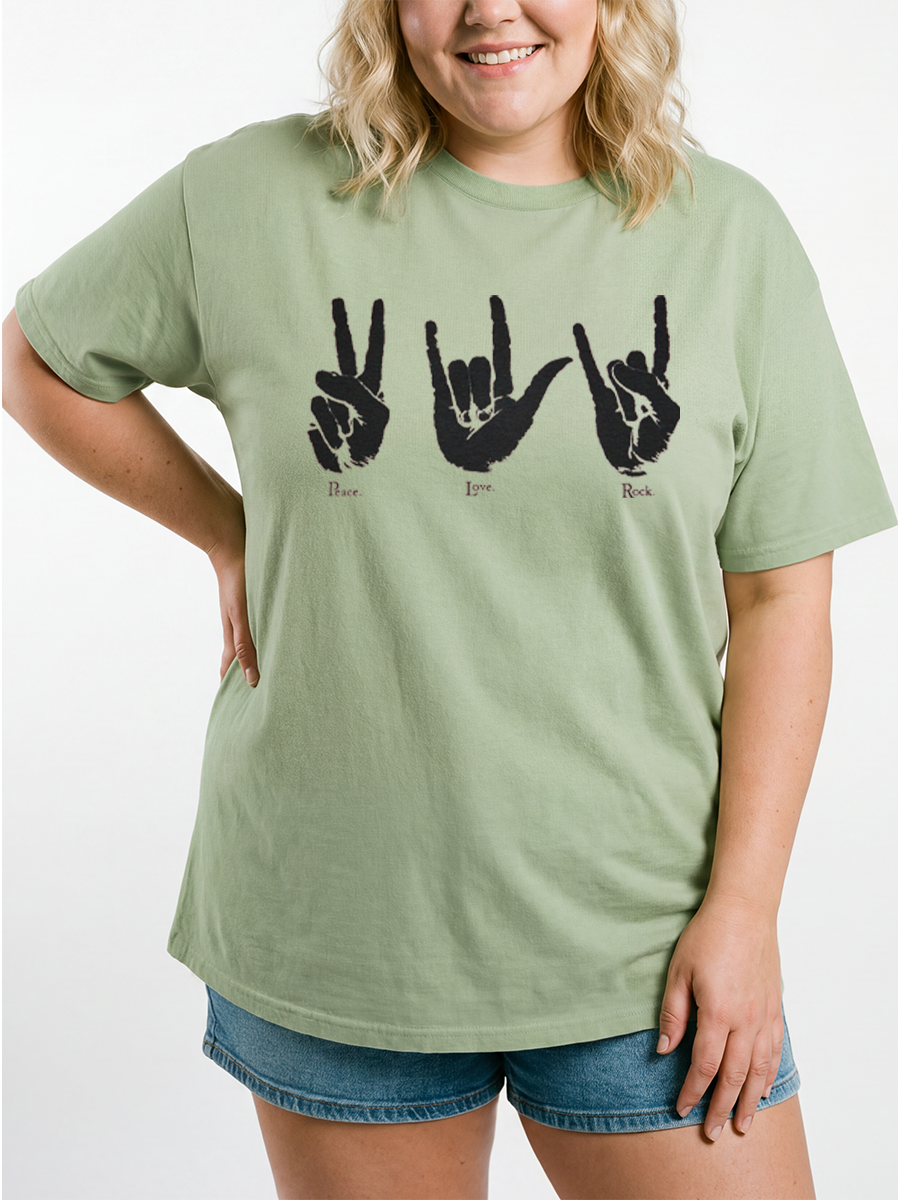 Vintage Peace. Love. Rock. Oversize Graphic Tee