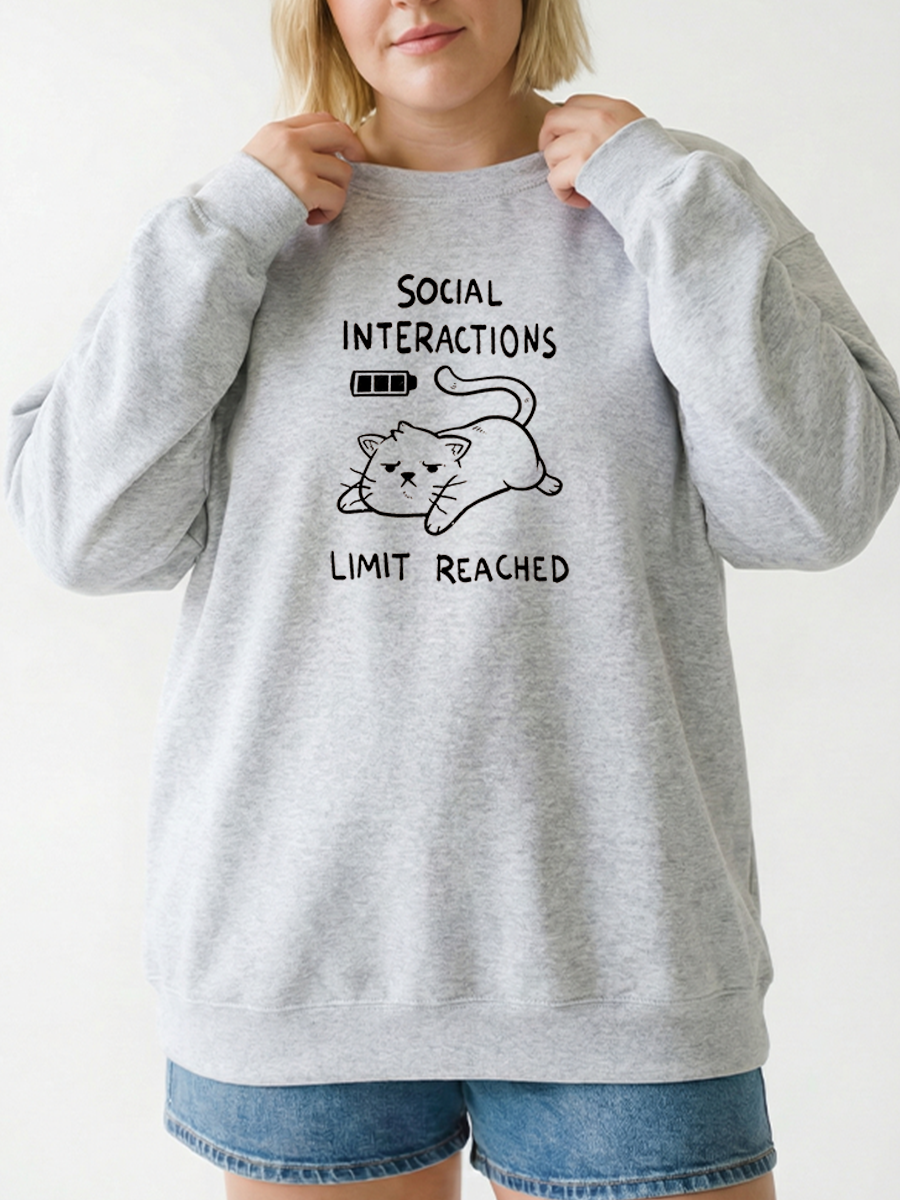 Vintage Social Interactions Limit Reached Graphic Sweatshirt