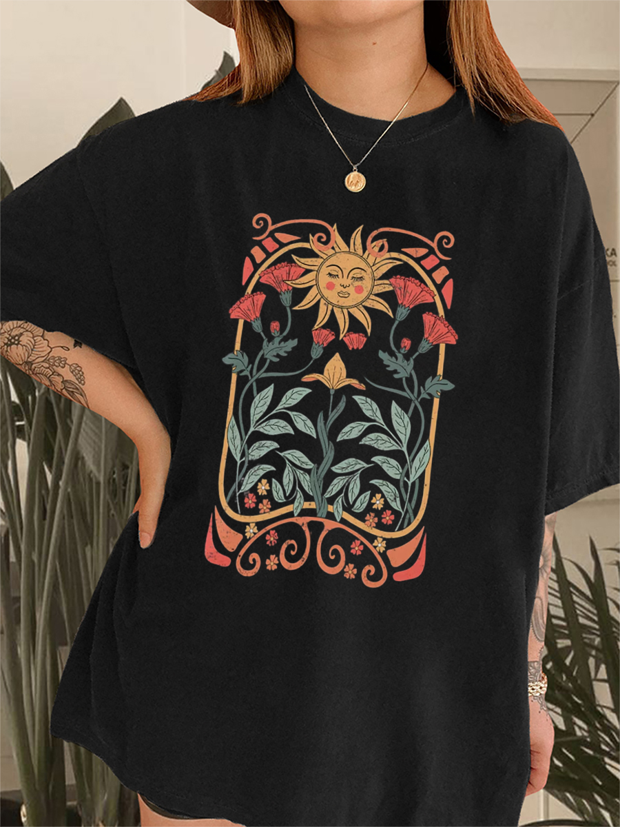 Vintage Boho Wildflowers Sun T-Shirt