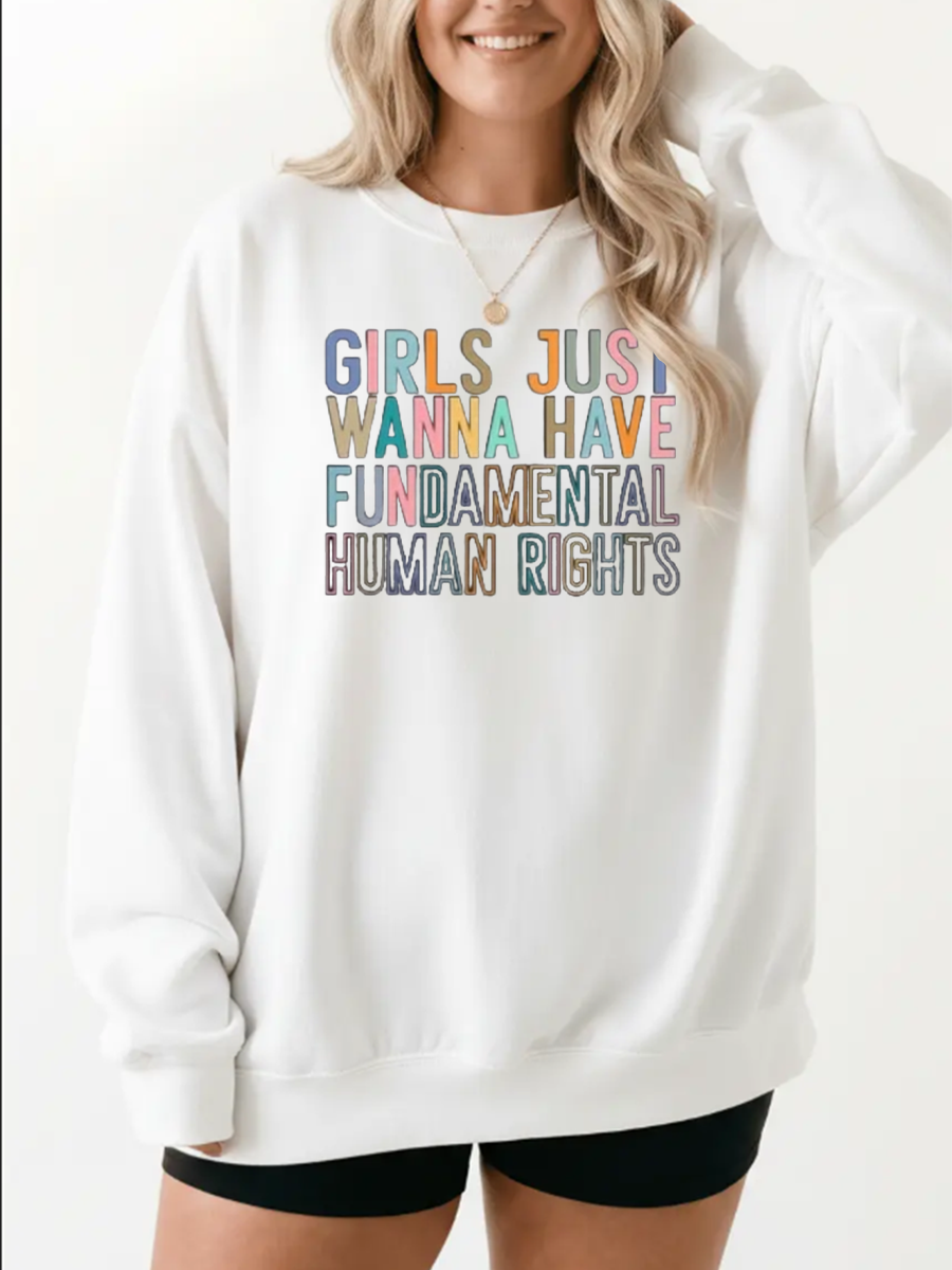 Vintage Girls Just Wanna Have Fundamental Human Rights Graphic Sweatshirt
