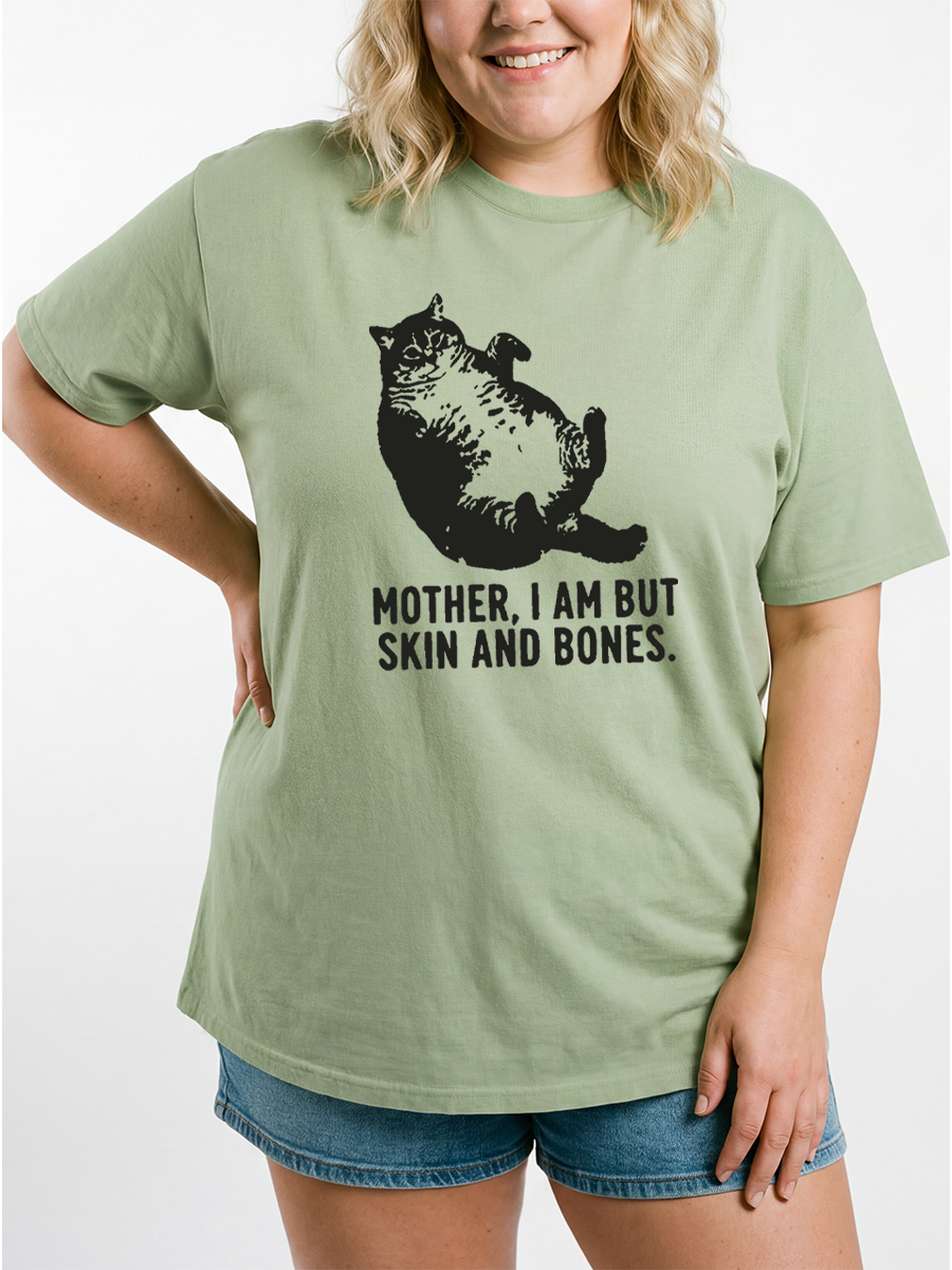 Vintage Mother I Am But Skin And Bones Cat Oversize Graphic Tee